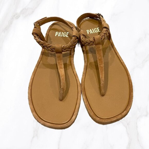 PAIGE Women's Toffee‎ Drew Braided Thong Sandals, Size 6 - Picture 2 of 5